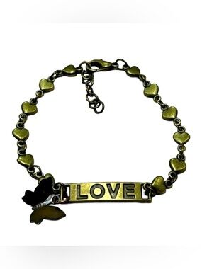 Handmade Antique Bronze “LOVE” Butterfly Bracelet!
